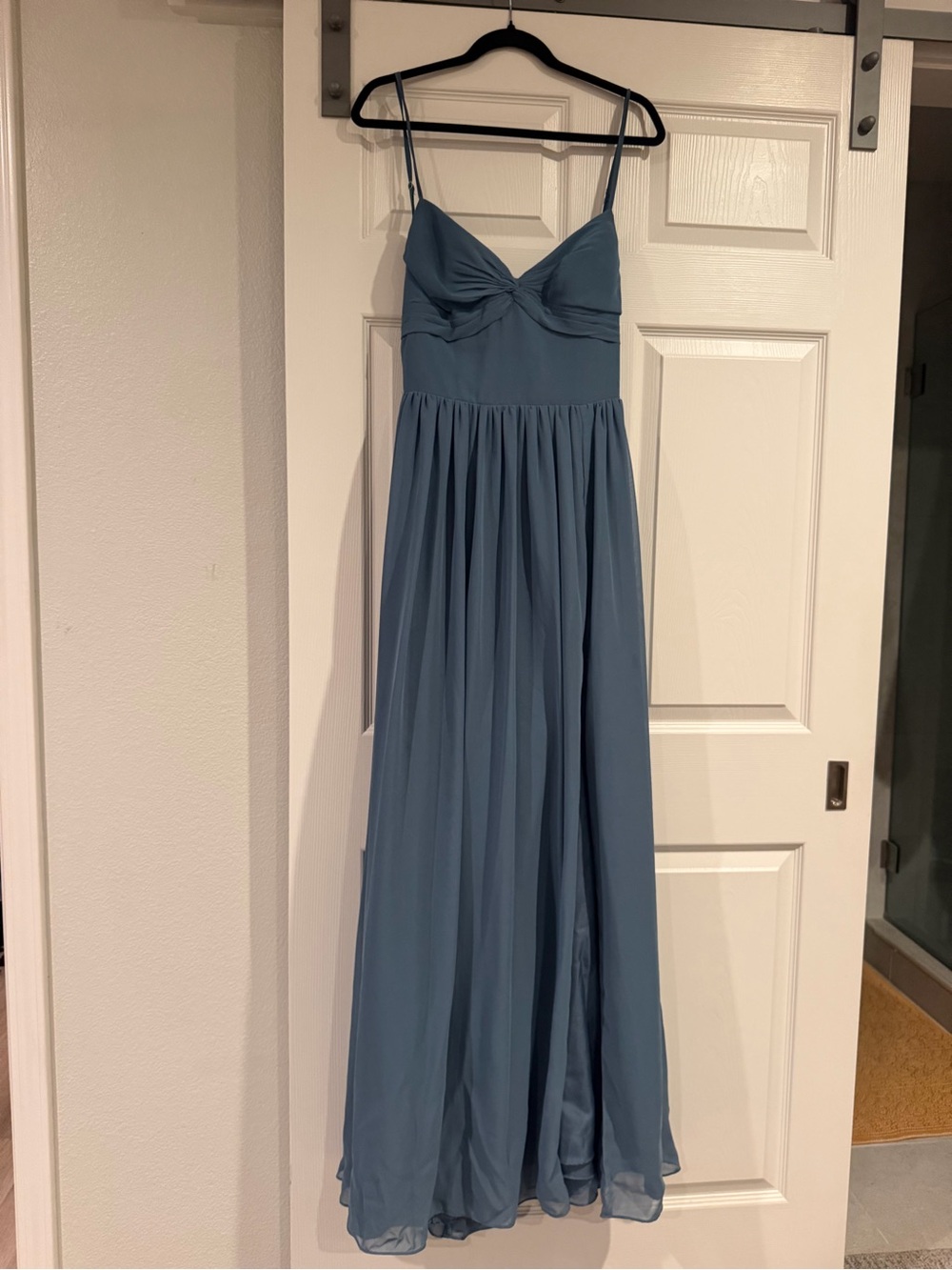 Azazie Twilight Blue Zeya Spaghetti Strap Maxi Dress